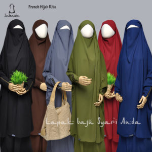 French Hijab Lengan Zipper Set Rok